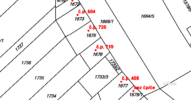 Šardice 719 na parcele st. 1676 v KÚ Šardice, Katastrální mapa