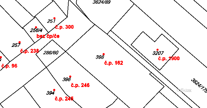 Zarazice 162, Veselí nad Moravou na parcele st. 398 v KÚ Zarazice, Katastrální mapa