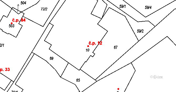 Olešnice 12 na parcele st. 10 v KÚ Olešnice u Turnova, Katastrální mapa