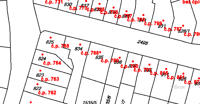 Hořice 789 na parcele st. 835 v KÚ Hořice v Podkrkonoší, Katastrální mapa
