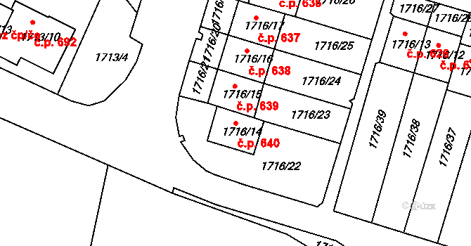 Miřetice u Klášterce nad Ohří 640, Klášterec nad Ohří na parcele st. 1716/14 v KÚ Miřetice u Klášterce nad Ohří, Katastrální mapa
