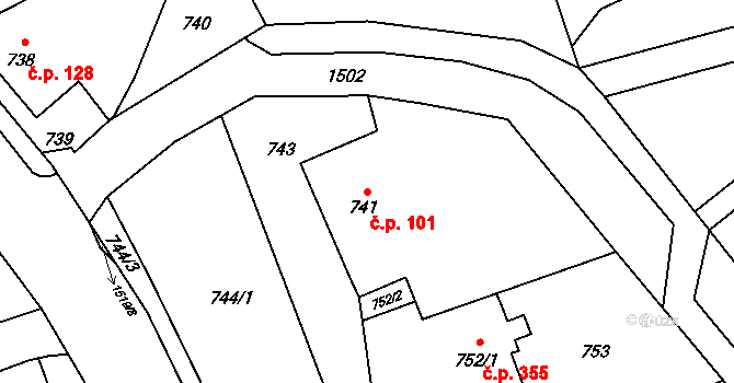 Záblatí 101, Bohumín na parcele st. 741 v KÚ Záblatí u Bohumína, Katastrální mapa