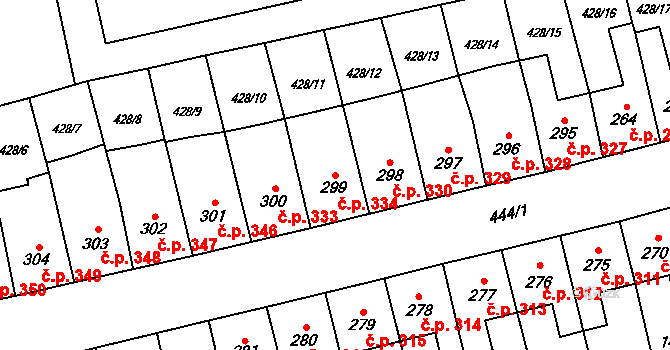 Lány 334, Svitavy na parcele st. 299 v KÚ Čtyřicet Lánů, Katastrální mapa