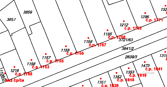 Břeclav 1757 na parcele st. 1159 v KÚ Břeclav, Katastrální mapa