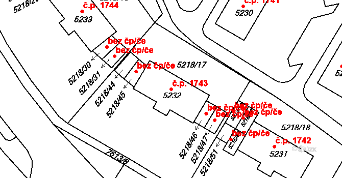 Frýdek 1743, Frýdek-Místek na parcele st. 5232 v KÚ Frýdek, Katastrální mapa