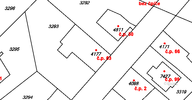 Šťáralka 63, Kolín na parcele st. 4177 v KÚ Kolín, Katastrální mapa