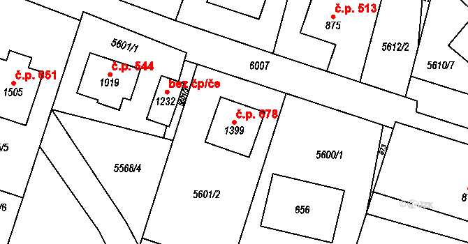 Halenkov 678 na parcele st. 1399 v KÚ Halenkov, Katastrální mapa