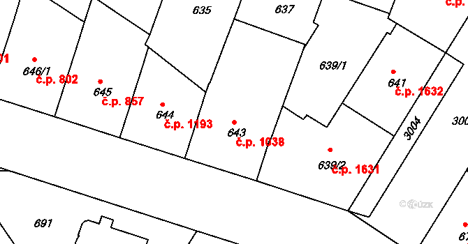 Nusle 1038, Praha na parcele st. 643 v KÚ Nusle, Katastrální mapa