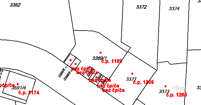 Smíchov 1189, Praha na parcele st. 3369/1 v KÚ Smíchov, Katastrální mapa