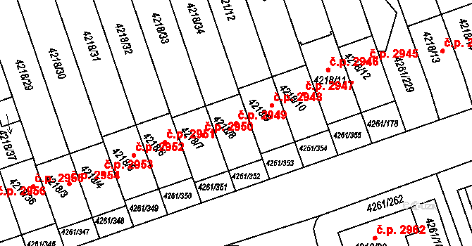 Smíchov 2949, Praha na parcele st. 4218/8 v KÚ Smíchov, Katastrální mapa