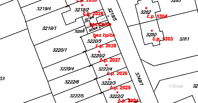 Břevnov 2027, Praha na parcele st. 3220/2 v KÚ Břevnov, Katastrální mapa