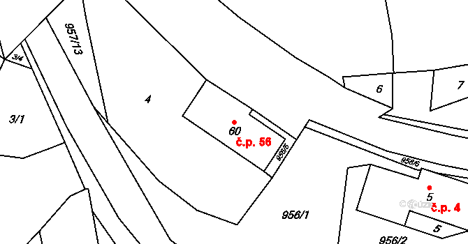 Nová Olešná 56 na parcele st. 60 v KÚ Nová Olešná, Katastrální mapa