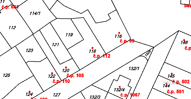 Ďáblice 112, Praha 13 na parcele st. 118 v KÚ Ďáblice, Katastrální mapa