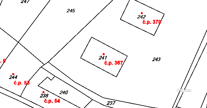 Liteň 367 na parcele st. 241 v KÚ Liteň, Katastrální mapa