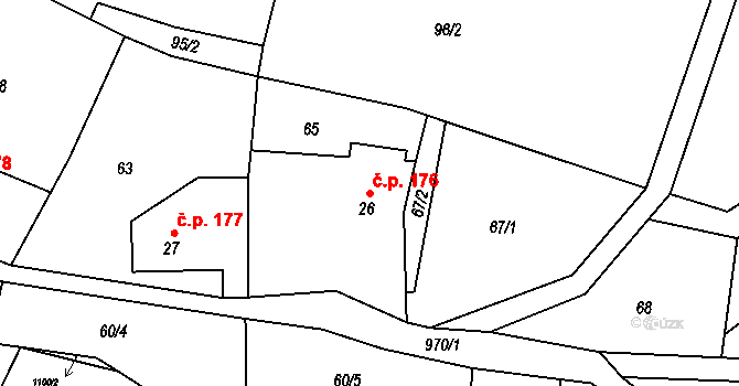Horní Pertoltice 176, Pertoltice na parcele st. 26 v KÚ Horní Pertoltice, Katastrální mapa