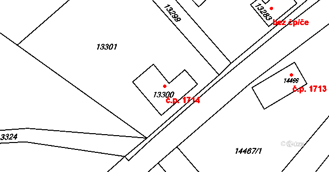Vsetín 1714 na parcele st. 13300 v KÚ Vsetín, Katastrální mapa