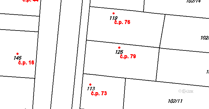 Rejšice 79, Smilovice na parcele st. 125 v KÚ Rejšice, Katastrální mapa