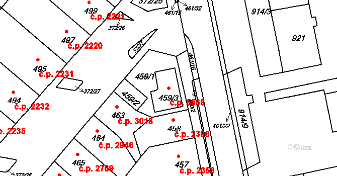 Chomutov 5568 na parcele st. 459/3 v KÚ Chomutov II, Katastrální mapa