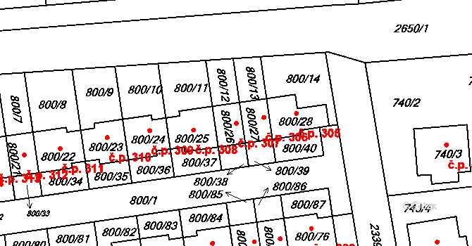 Velké Předměstí 307, Horšovský Týn na parcele st. 800/26 v KÚ Horšovský Týn, Katastrální mapa