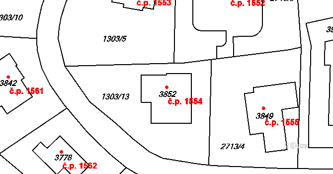 Vrchlabí 1554 na parcele st. 3852 v KÚ Vrchlabí, Katastrální mapa