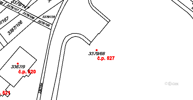 Dědice 527, Vyškov na parcele st. 3379/66 v KÚ Vyškov, Katastrální mapa