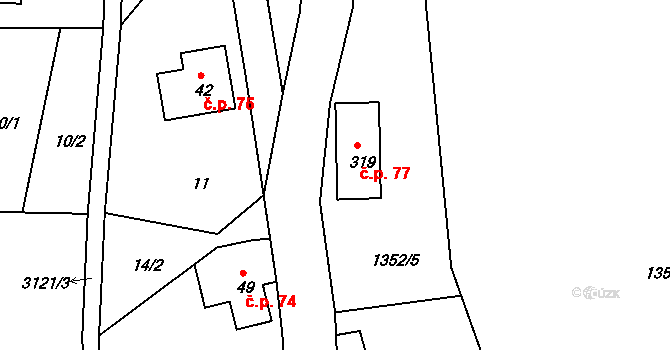 Heřmanice v Podještědí 77, Jablonné v Podještědí na parcele st. 319 v KÚ Heřmanice v Podještědí, Katastrální mapa