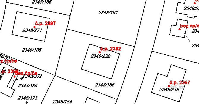 Pelhřimov 2382 na parcele st. 2348/232 v KÚ Pelhřimov, Katastrální mapa