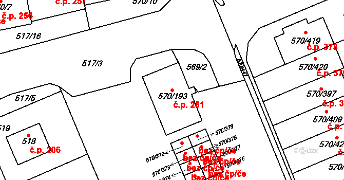 Žďár nad Sázavou 2 251, Žďár nad Sázavou na parcele st. 570/193 v KÚ Zámek Žďár, Katastrální mapa