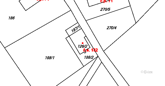 Kytlice 132 na parcele st. 126/2 v KÚ Falknov, Katastrální mapa