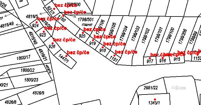 Čejkovice 44781695 na parcele st. 918 v KÚ Čejkovice, Katastrální mapa