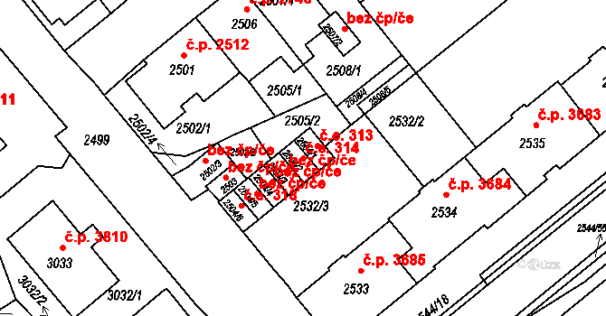 Chomutov 45041695 na parcele st. 2504/2 v KÚ Chomutov II, Katastrální mapa