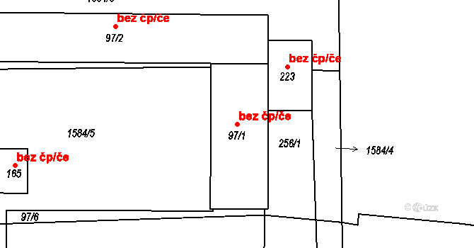 Hromnice 45747695 na parcele st. 97/1 v KÚ Žichlice u Hromnic, Katastrální mapa