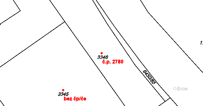 Uherský Brod 2780 na parcele st. 3346 v KÚ Uherský Brod, Katastrální mapa