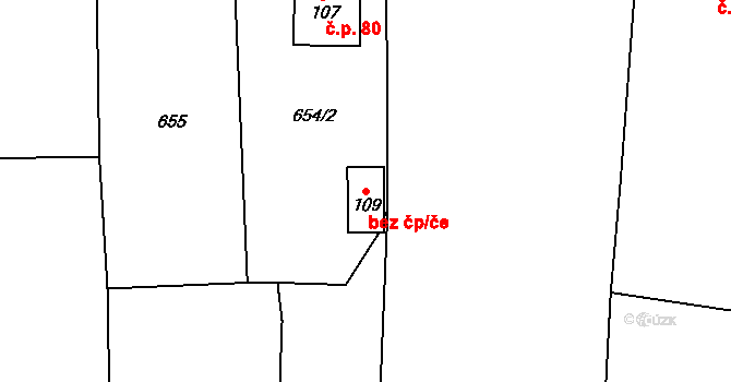 Neurazy 48455695 na parcele st. 109 v KÚ Soběsuky u Nepomuka, Katastrální mapa