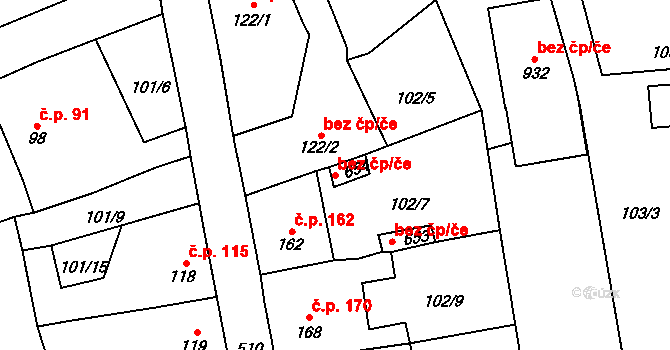 Rudná 49346695 na parcele st. 654 v KÚ Dušníky u Rudné, Katastrální mapa