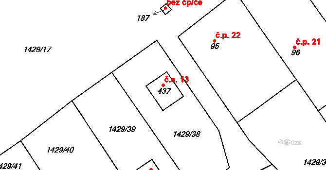 Čepinec 13, Žinkovy na parcele st. 437 v KÚ Žinkovy, Katastrální mapa
