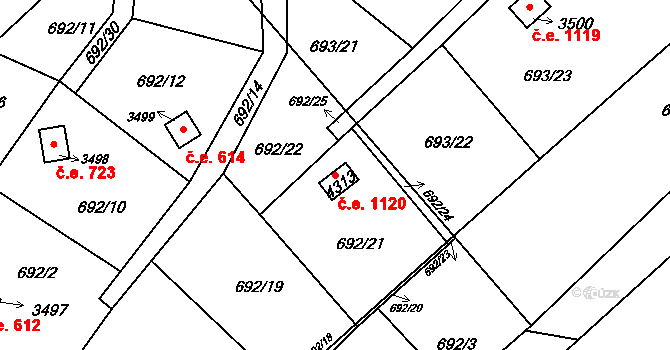 Náchod 1120 na parcele st. 4313 v KÚ Náchod, Katastrální mapa