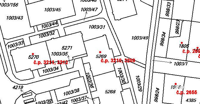 Havlíčkův Brod 3209,3210 na parcele st. 5269 v KÚ Havlíčkův Brod, Katastrální mapa