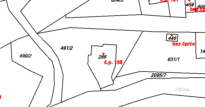 Skuhrov nad Bělou 105 na parcele st. 266 v KÚ Skuhrov nad Bělou, Katastrální mapa