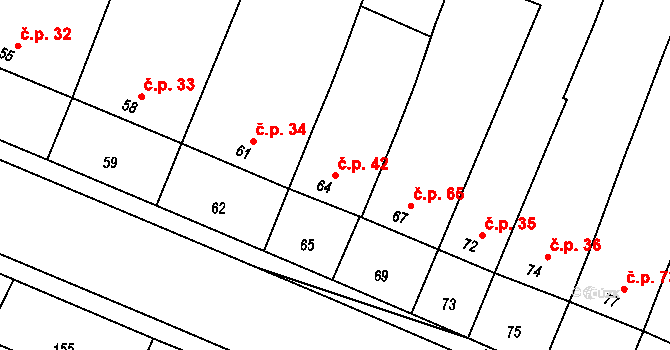 Kašnice 42 na parcele st. 64 v KÚ Kašnice, Katastrální mapa