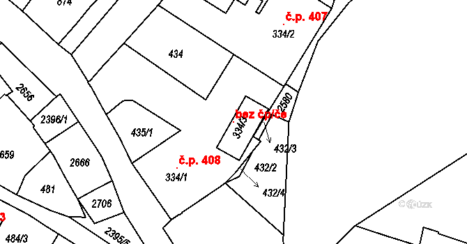 Polná 99266695 na parcele st. 334/3 v KÚ Polná, Katastrální mapa