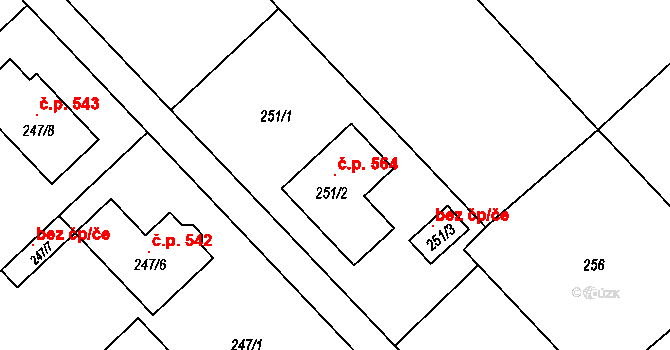 Bedihošť 564 na parcele st. 251/2 v KÚ Bedihošť, Katastrální mapa