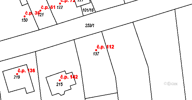 Količín 112, Holešov na parcele st. 137 v KÚ Količín, Katastrální mapa