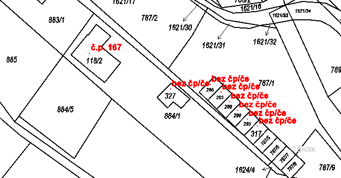 Prysk 108270696 na parcele st. 327 v KÚ Horní Prysk, Katastrální mapa
