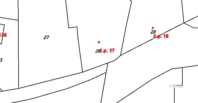 Honice 17, Stochov na parcele st. 26 v KÚ Honice, Katastrální mapa