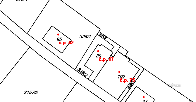 Odolenovice 17, Jenišovice na parcele st. 89 v KÚ Odolenovice u Jenišovic, Katastrální mapa