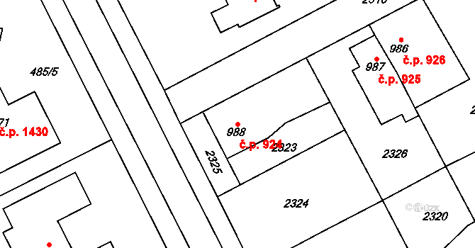 Třebechovice pod Orebem 924 na parcele st. 988 v KÚ Třebechovice pod Orebem, Katastrální mapa