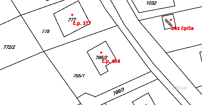 Záblatí 404, Bohumín na parcele st. 795/2 v KÚ Záblatí u Bohumína, Katastrální mapa