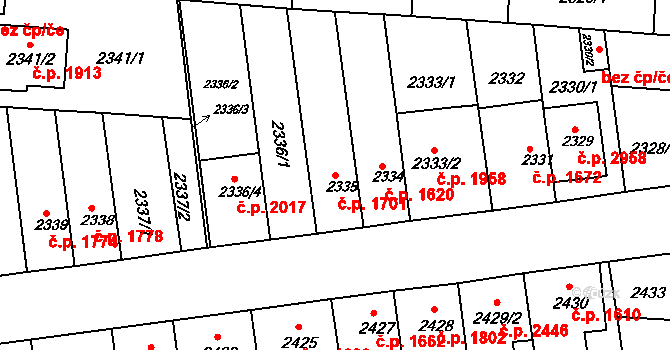 Líšeň 1701, Brno na parcele st. 2335 v KÚ Líšeň, Katastrální mapa