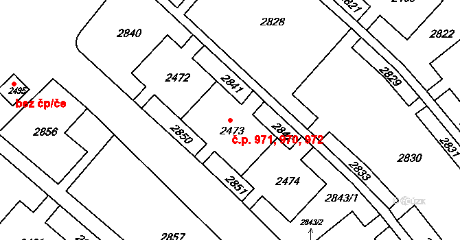 Slatina 970,971,972, Brno na parcele st. 2472 v KÚ Slatina, Katastrální mapa